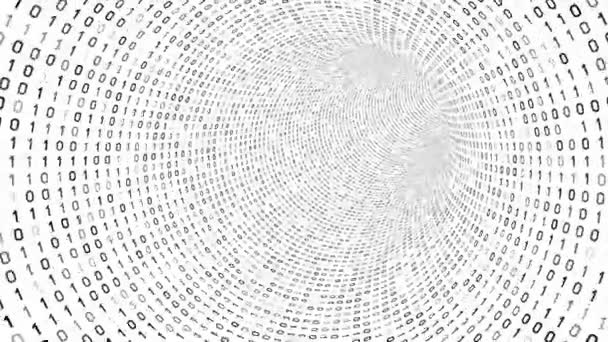 Black Digital Binary Tunnel White Background Seamless Loop