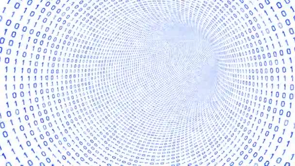 Blue Digital Binary Tunnel White Background Seamless Loop Animation More — Stock Video