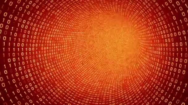 Tunnel binaire numérique jaune sur fond orange. Animation en boucle sans couture. Plus d'options de couleurs disponibles dans mon portefeuille .