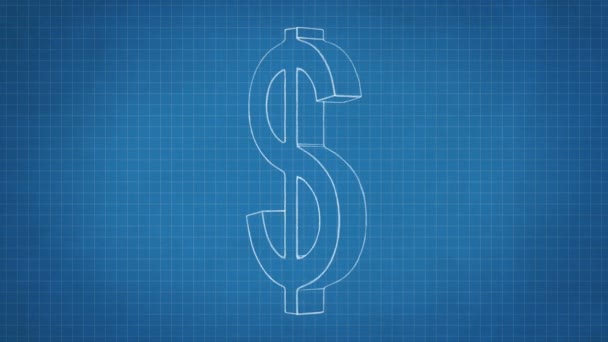 Símbolo Dólar Desenhado Mão Girando Sobre Papel Modelo Animação Loop — Vídeo de Stock