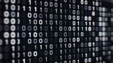 Teknoloji siyah arka plan ile ikili kod soldan sağ dijital ekranına taşır. Sorunsuz döngü. Daha fazla renk seçenekleri, kamera açıları ve farklı animasyon benim portföyü içinde kullanılabilir.