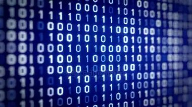 Teknoloji mavi arka plan ile ikili kod soldan sağ dijital ekranına taşır. Sorunsuz döngü. Daha fazla renk seçenekleri, kamera açıları ve farklı animasyon benim portföyü içinde kullanılabilir.