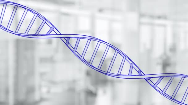 Cam Tahta Üzerinde Dönen Dna Dizisi Çekilmiş Mavi Marker Pucu — Stok video