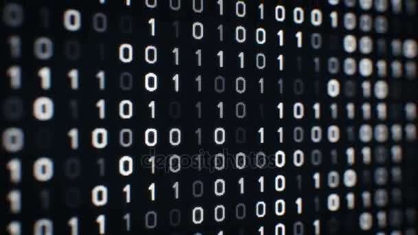 Technology Black Background Binary Code Moves Downwards Digital Screen Seamless — Stock Video