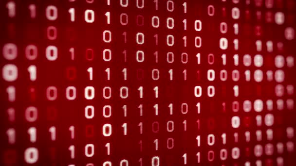 Tecnologia Fundo Vermelho Com Código Binário Animado Tela Digital Laço — Vídeo de Stock
