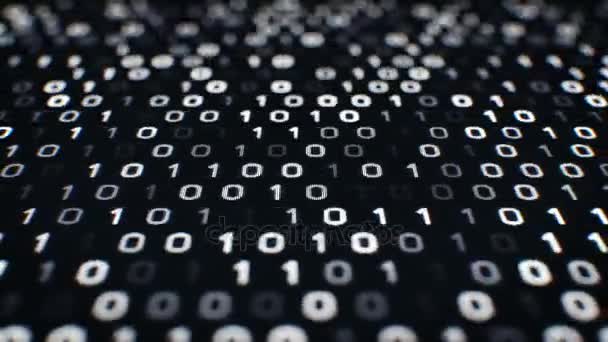 Технологія Чорного Фону Анімованими Штрихами Двійкового Коду Цифровому Екрані Безшовна — стокове відео