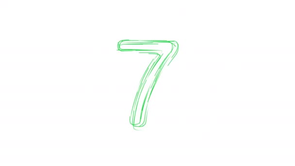 Green Hand Drawn Countdown Isolated White Background Ultra Resolution More — Stock Video