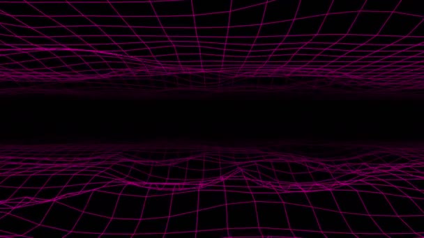 Abstrakta Rosa Flödande Grid Svart Bakgrund Sömlös Loop Uhd Ultra — Stockvideo