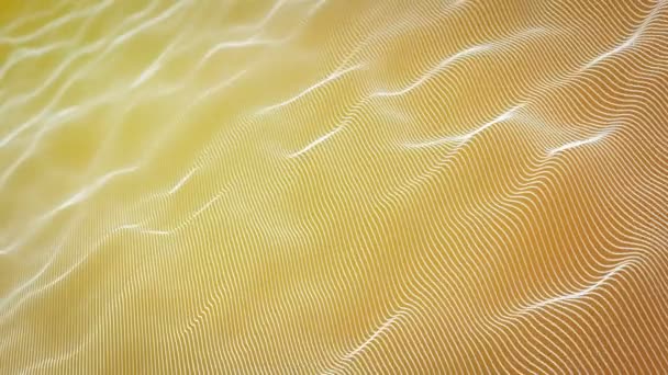 流れる波の背景のアニメーション 光に白い線の抽象的な黄色の背景 私のプロファイルで色のオプション — ストック動画