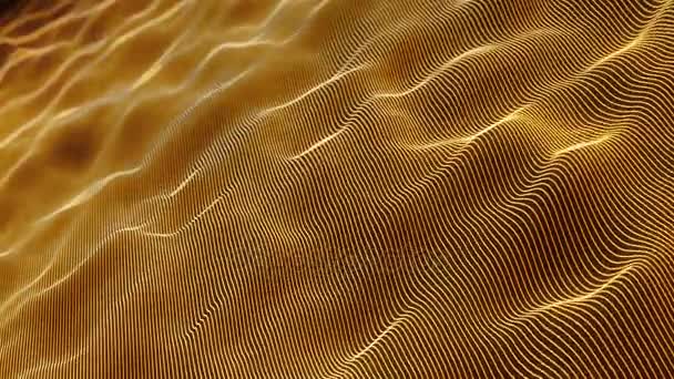 Animação Fundo Ondas Fluindo Linhas Amarelas Abstratas Sobre Fundo Preto — Vídeo de Stock