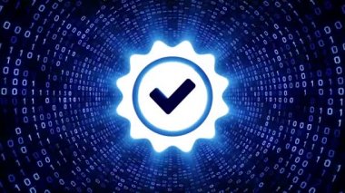 Beyaz onaylı ikon, siyah arkaplanda mavi ikili tünel oluşturur. Kusursuz döngü. Portföyümde daha fazla simge ve renk seçeneği mevcut.