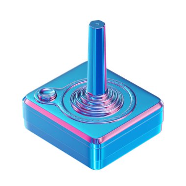 Beyaz arka planda izole edilmiş modaya uygun retro joystick. Yaratıcı minimal tasarım sanatı. 3d illüstrasyon.