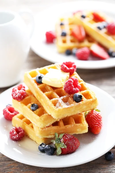 Homemade waffles with berries — Stock Photo, Image