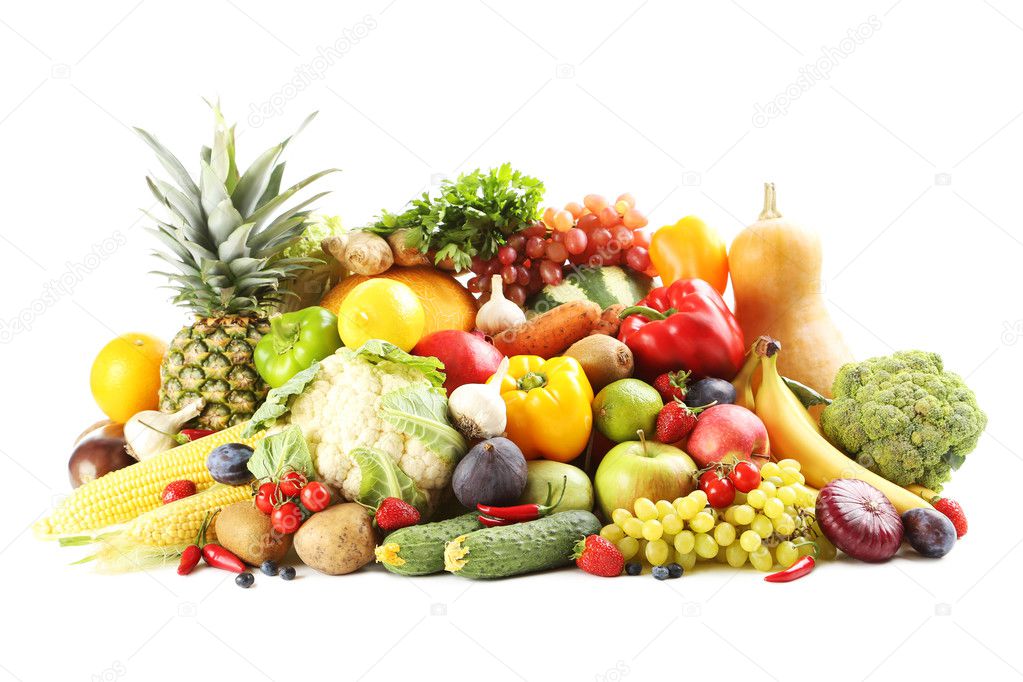 Ripe and tasty fruits and vegetables