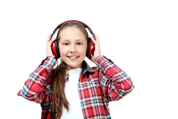 Retrato de niña con auriculares — Foto de Stock