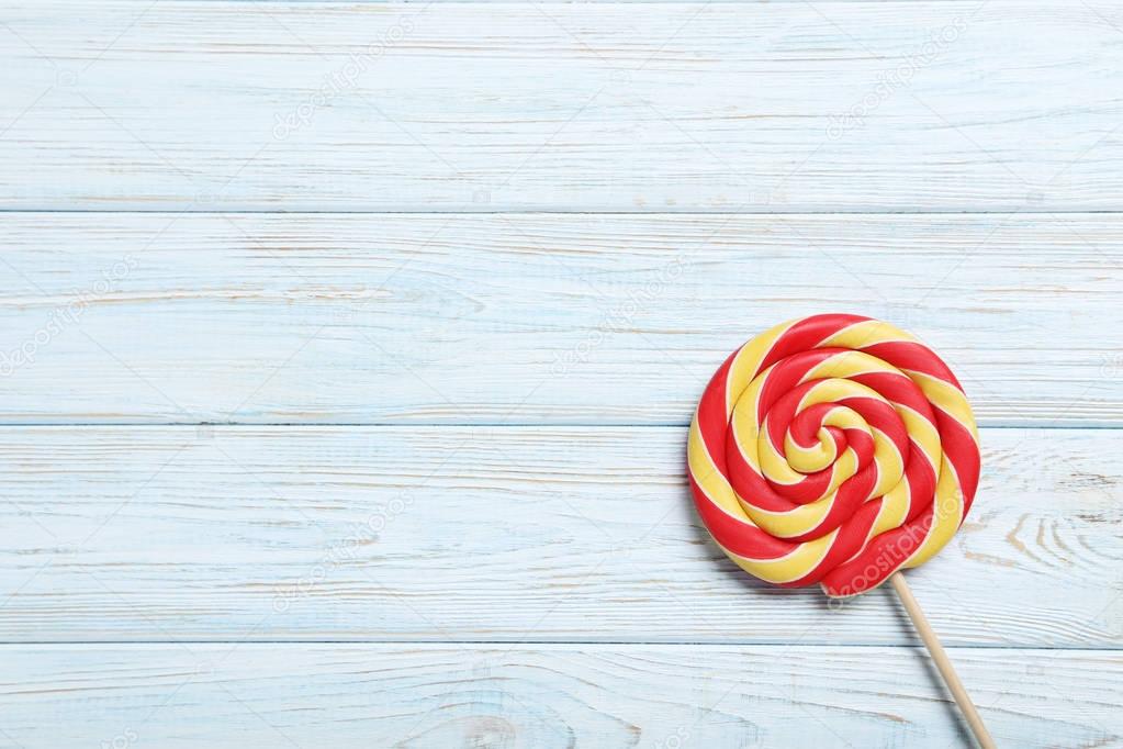 Sweet lollipop on  table