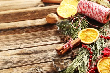 Noel ağacı dalı kurutulmuş portakal ile