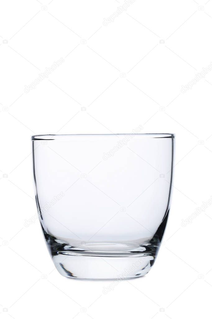 Empty glass  on a white