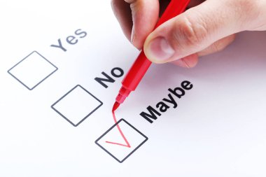 Onay kutularını Evet, hayır ve belki de 