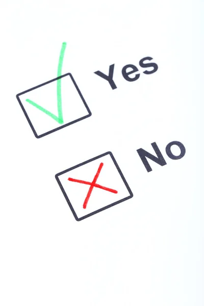 Check boxes yes and no — Stock Photo, Image