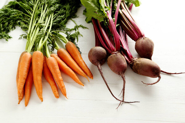 Fresh beets and carrots 