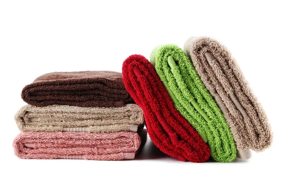 Colorful towels on white — Stock Photo, Image