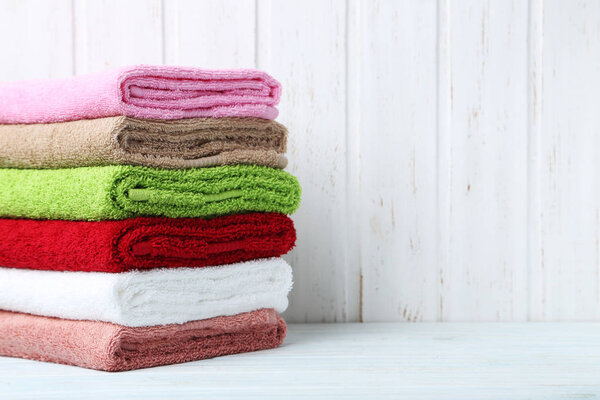 Colorful towels in stack