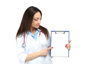 Female Doctor with clipboard clipart