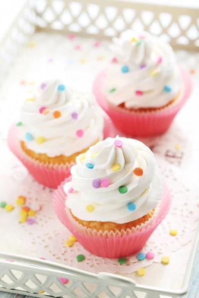 Tasty birthday cupcakes — Stock Photo, Image