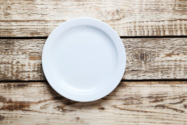 plate on wooden table