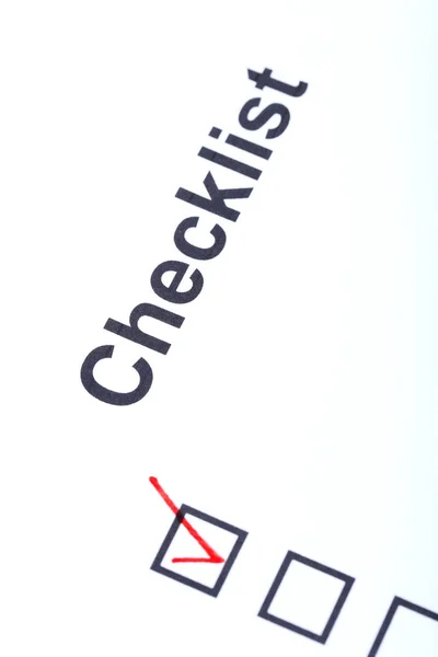 Checklist with checkboxes on white paper — Stock Photo, Image