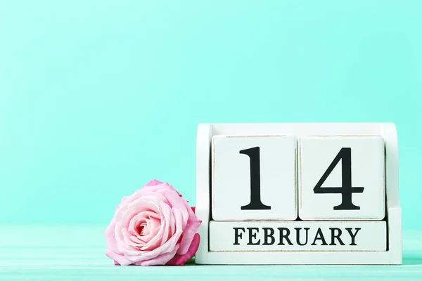 Rosa con calendario a cubo — Foto Stock