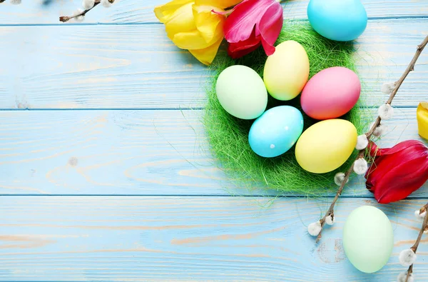 Easter eggs on table — Stock Photo, Image