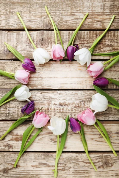 Bouquet of tulips on table — Stock Photo, Image