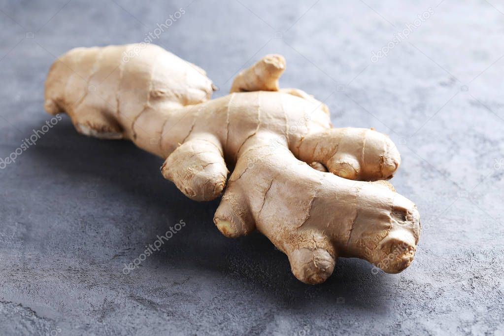 Ginger root on table