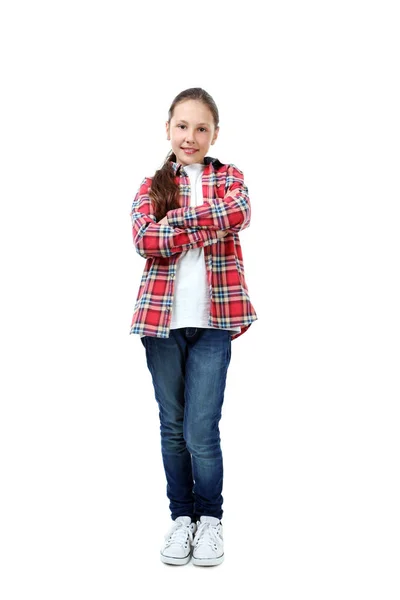 Retrato de niña aislada en un blanco —  Fotos de Stock