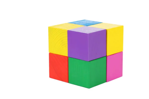 Colorful wooden toy cubes — Stock Photo, Image