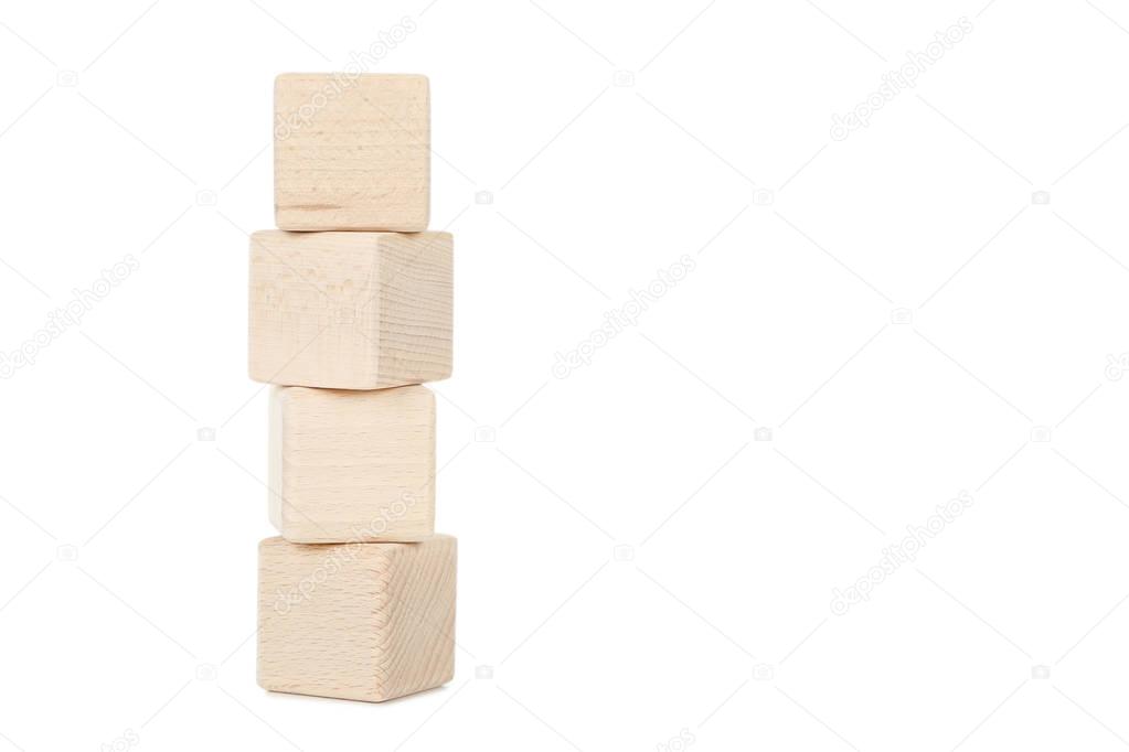 Wooden toy cubes isolated