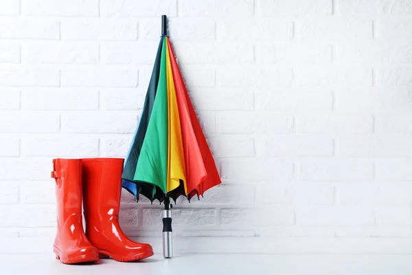 Protective red rubber boots — Stock Photo, Image