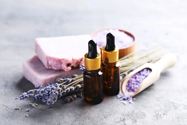 Lavender oil with soap — Stock Photo, Image