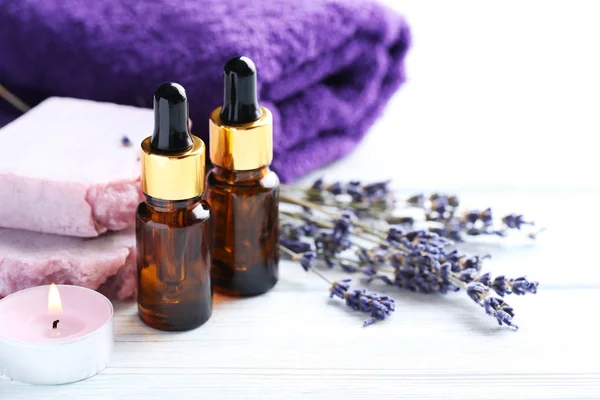 Lavender oil with soap — Stock Photo, Image