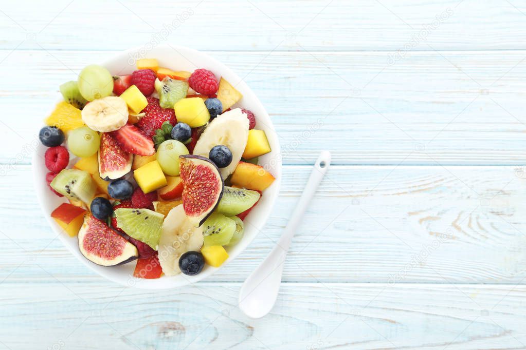 Fresh fruit salad in bowl 