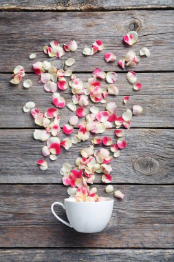 Beyaz Kupası'nda gül yaprakları