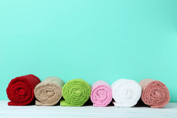 Colorful rolled up towels 