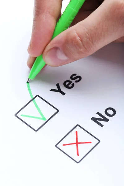 Check boxes yes and no — Stock Photo, Image