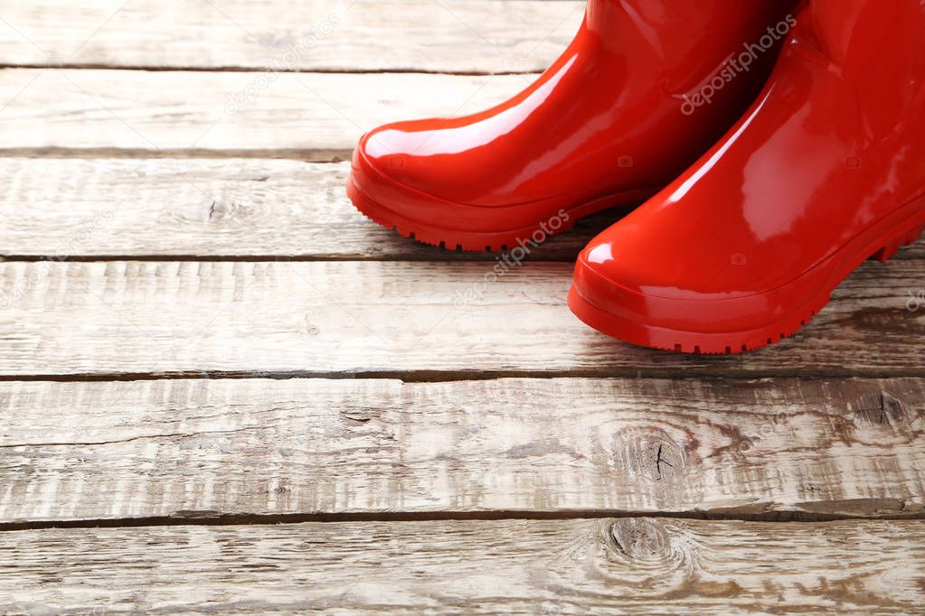 Red rubber boots
