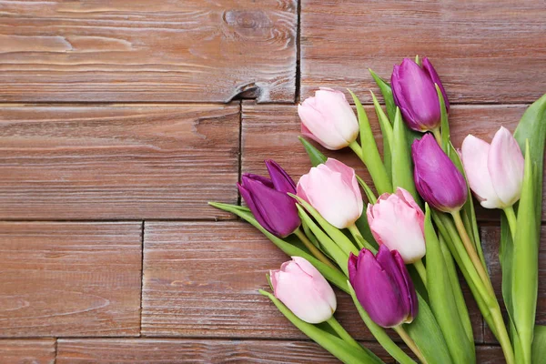 Bouquet of tulips on table — Stock Photo, Image