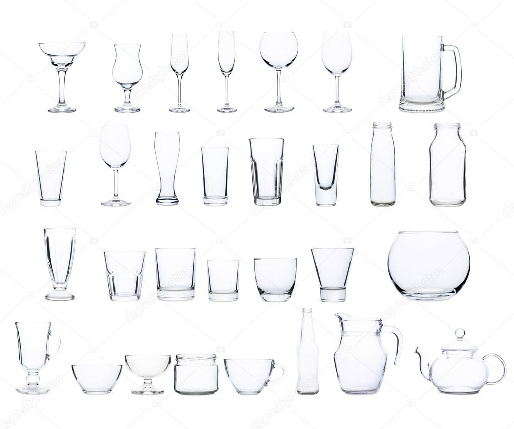 Collage of empty glasses