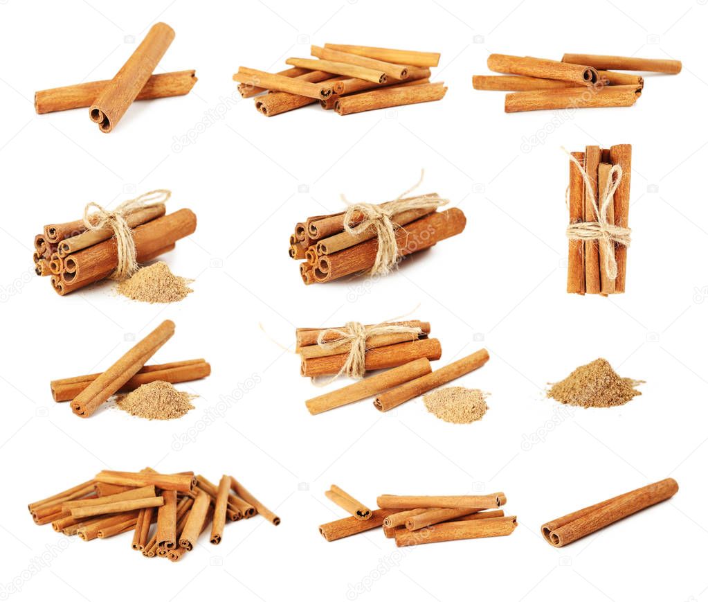 Collage of cinnamon sticks