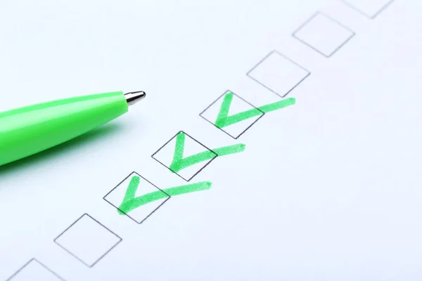 Check boxes with pen — Stock Photo, Image